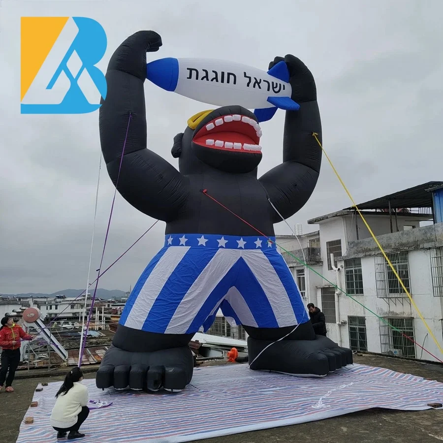 Personalized Giant Blow up Gorilla Holding Airship for Enchanted Theme Party Decoration Toys