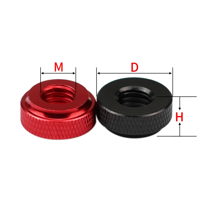 3/8 Through-Hole/Blind/Through-Hole Hand Nut Aluminum Alloy Krasled Step Nut With Ring Thumb Nut Black/Red/Aluminum 2/8/15Pcs