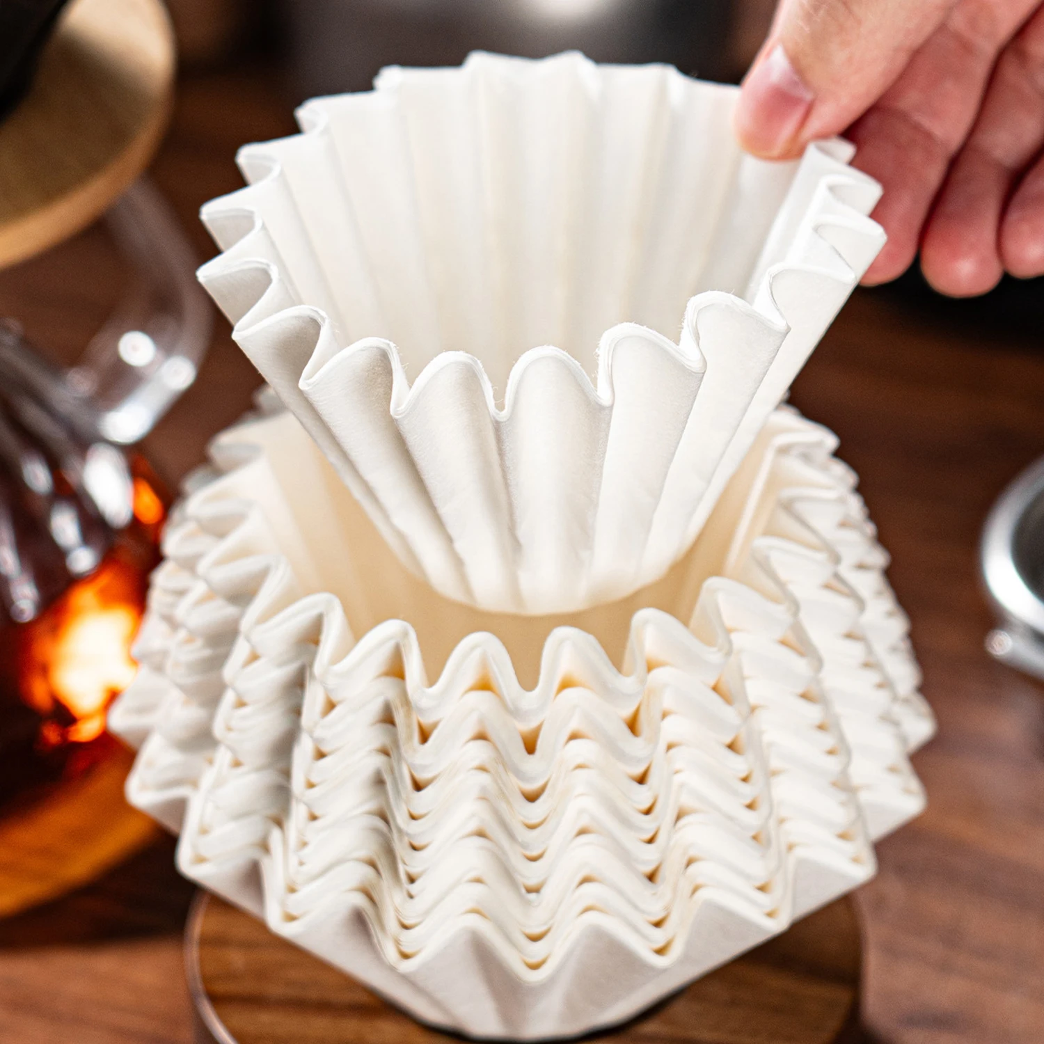 OANKR 50pcs Basket Coffee Filters for 2-4 Cup Coffee Makers,Pour Over Coffee Filter Papers 50 Sheets,Fits Wave Coffee Dripper