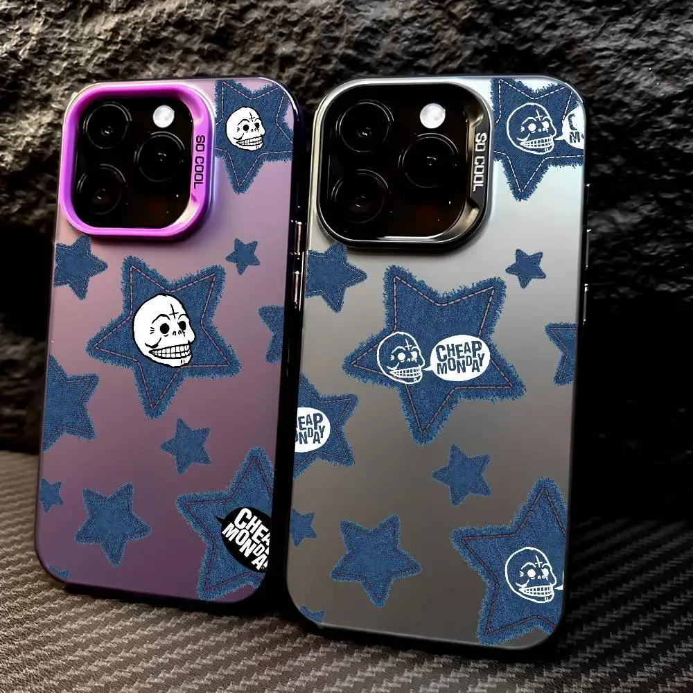 حافظة هاتف M-Monday رخيصة الثمن لهاتف آيفون 16 15 14 13 12 17 Pro Max زر معدني مستقل مطلي بالكهرباء