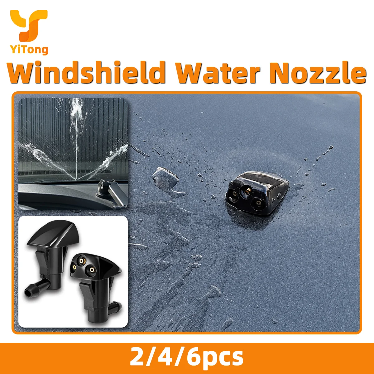  Yitong 2/4/6PCS Car Windshield Water Nozzle With 3 Holes Fit For Most Car Models, Durable Plastic Construction Wiper Spray Jet