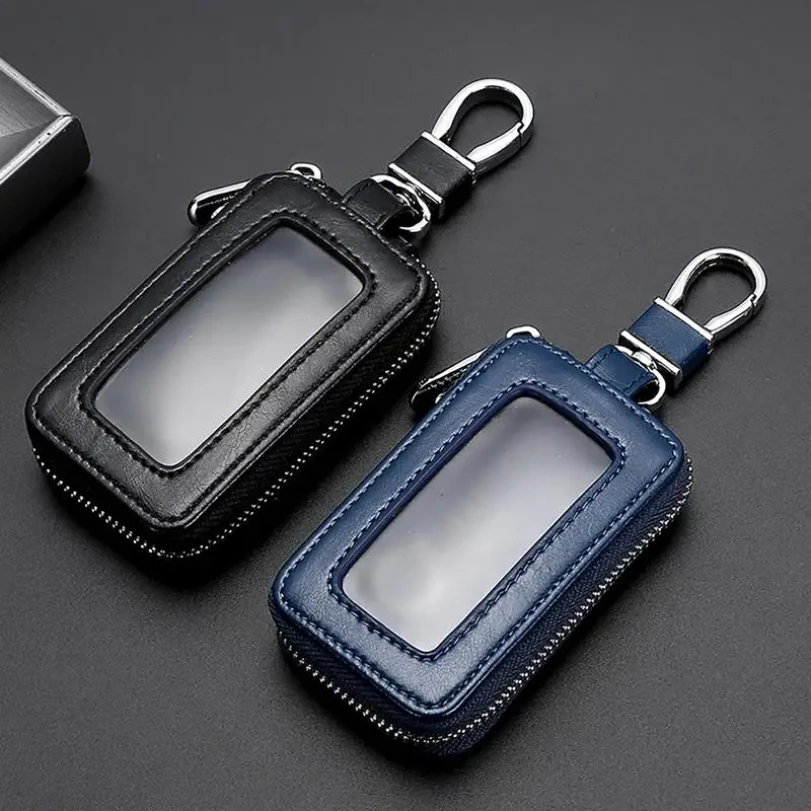 

Car Key Case Key Protector Smart Key Chain Coin Holder Metal Hook And Keyring Wallet Zipper Retro Bag For Auto Remote Key Fob