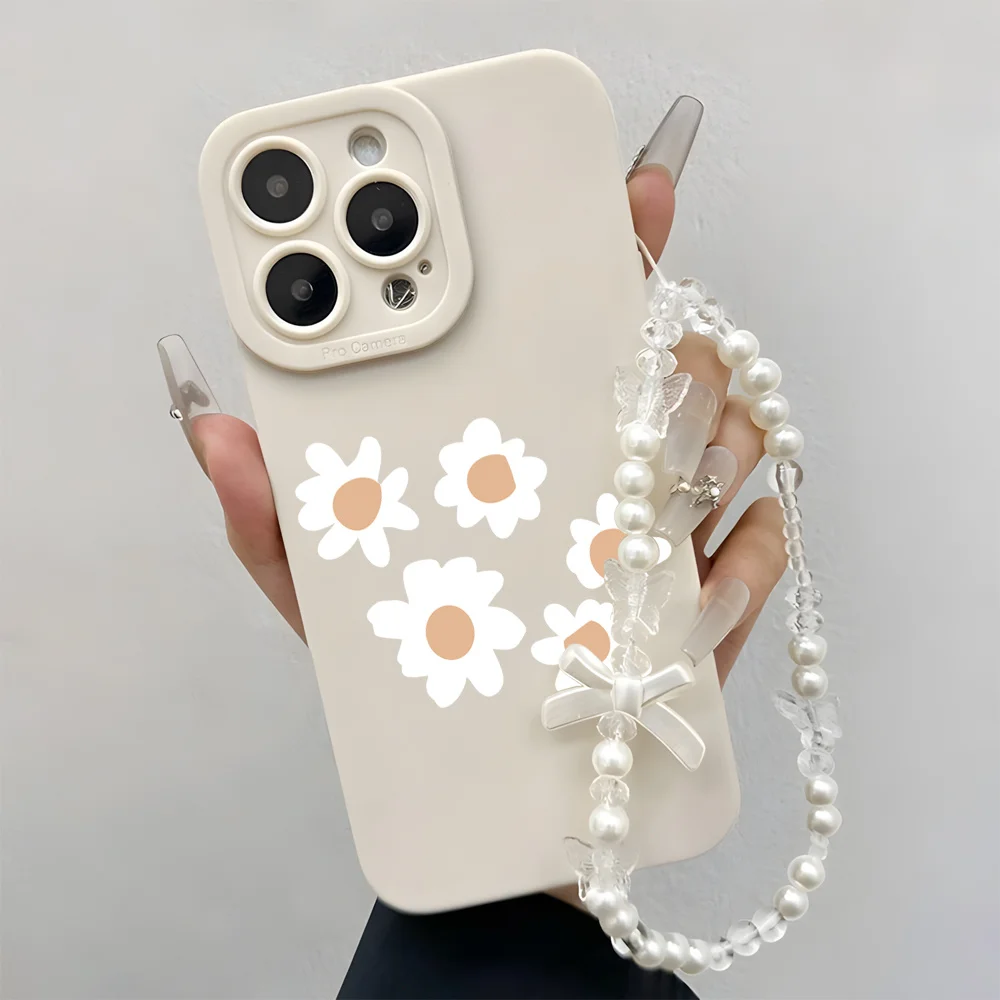 Phone Cases For Samsung Galaxy S26 S25 S24 Note 20 Ultra S22 FE S23 Plus A55 A36 A56 A16 A26 Wrist Strap Lanyard Daisy INS Cover