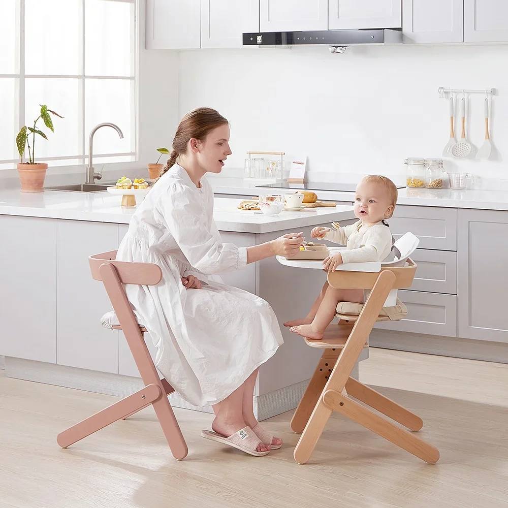 Chaise haute réglable en bois pour bébé, 3 en 1, alimentation