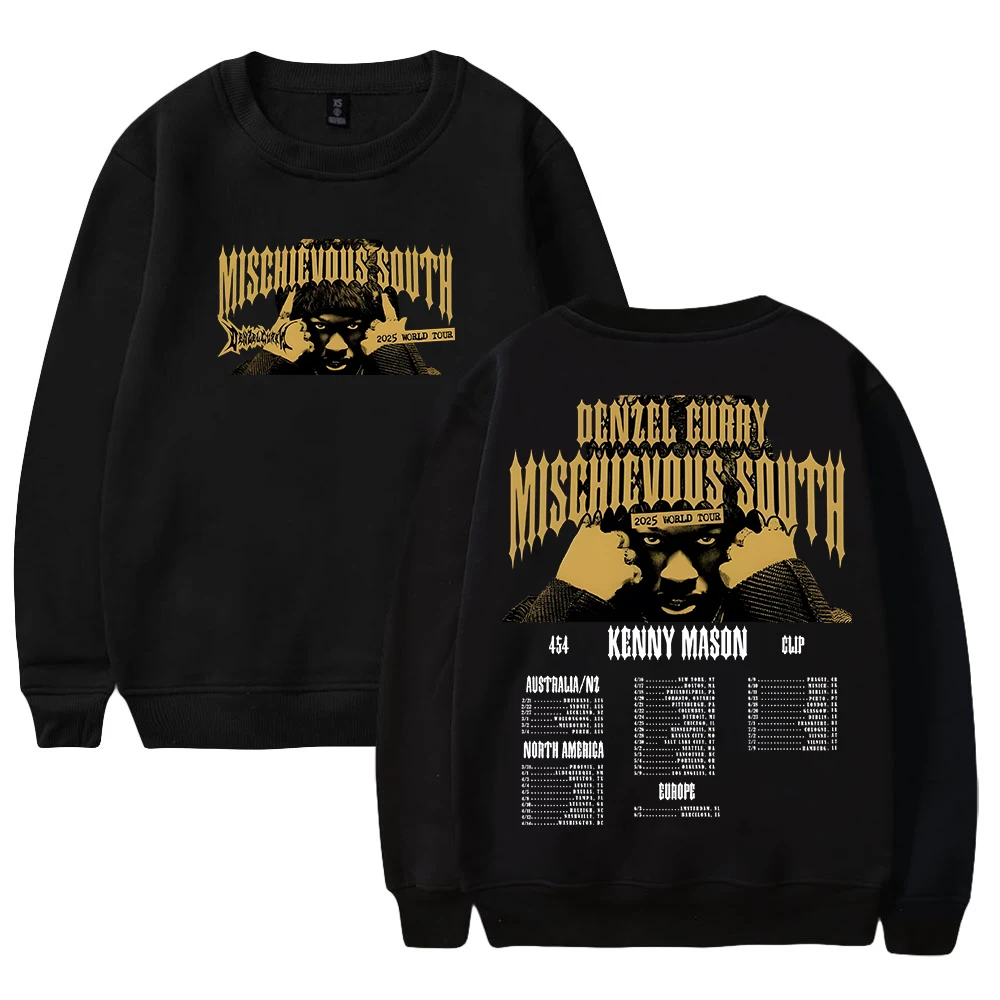 Denzel Curry Mischievous South 2025 World Tour Merch Crewneck Long Sleeve Streetwear Women Men Sweatshirt Trendy Outfits