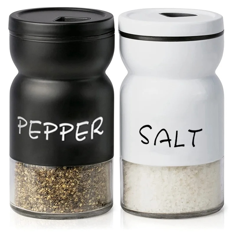 Farmhouse Salt and Pepper Shakers Set with Adjustable Lids, Decor, Cute Shaker Set