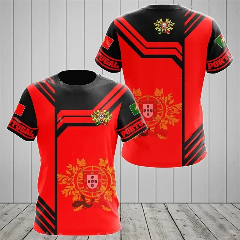 3D Portugal Flag Printing T Shirt Portugal Emblem Spiritual Totem Graphic Tshirts For Men Short Sleeve Cool Tee Shirt Streetwear