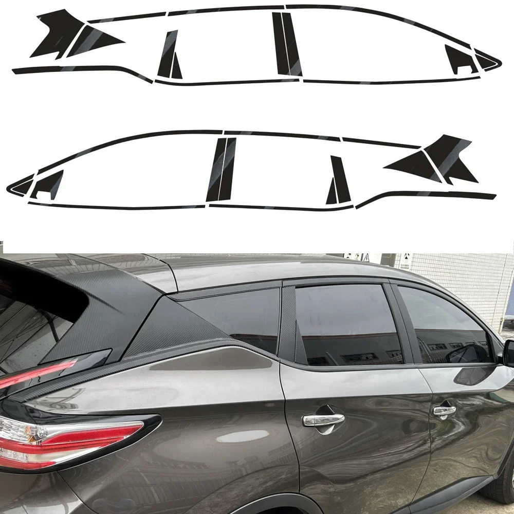 For Nissan Morano 2015-2021 Sedan Window Chrome Delete Blackout ABC Pillars Glossy Black Stickers