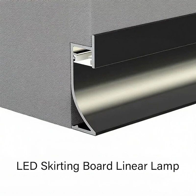 LED Luminous Skirting Line Aluminum Profile 1M Surface Mounted Corner Footing Linear Light Skirting Baseboard Bar Strip Lamp