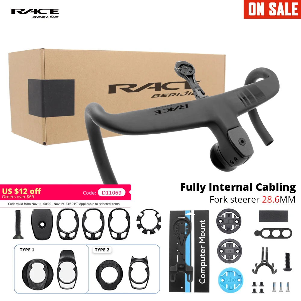 

Велосипедная кабина RACE из углеродного волокна, внутренний трос для шоссейного велосипеда, встроенный руль Di2 с креплением, диаметр зажима 28,6 мм, T-3