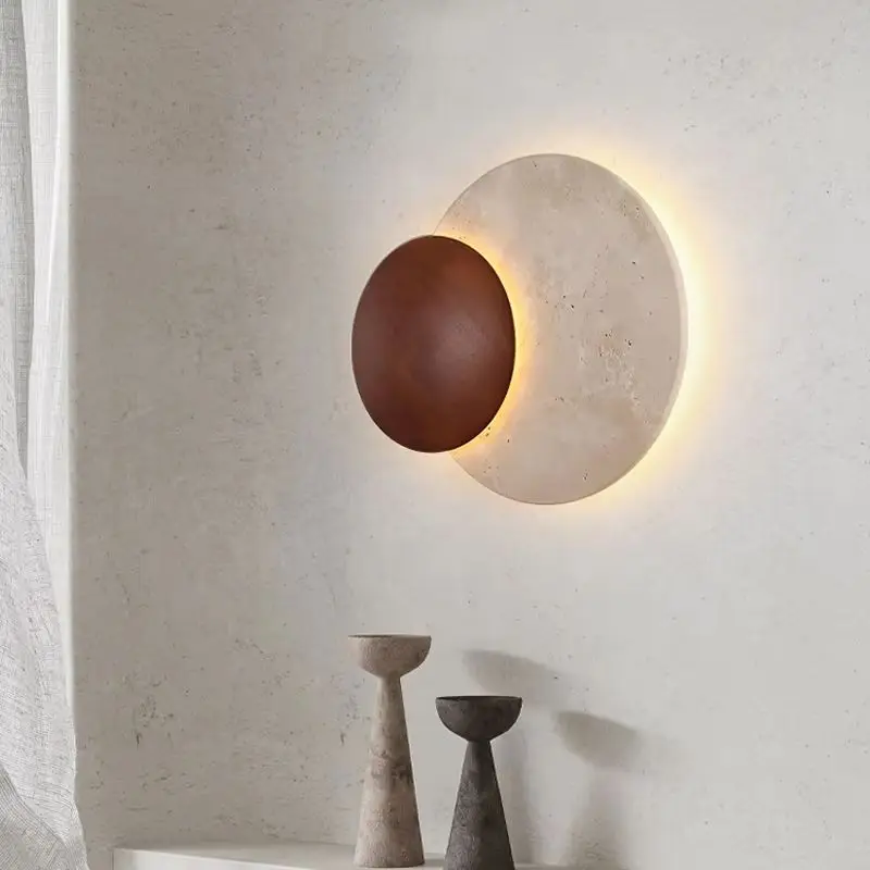 Wabi Sabi Yellow Limestone Style Wall Lamp Bedroom Headboard Led Sconce Background Wall Living Room
