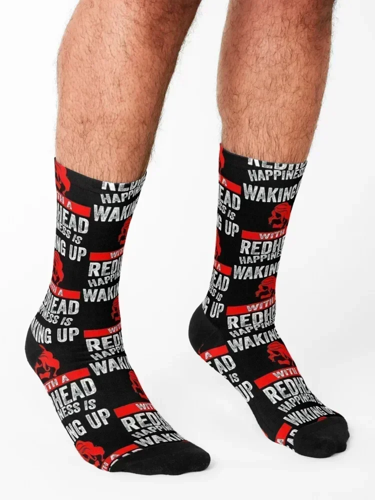 Happiness is waking up with a redhead Socks Heating sock Sports gift man Socks For Men Women's