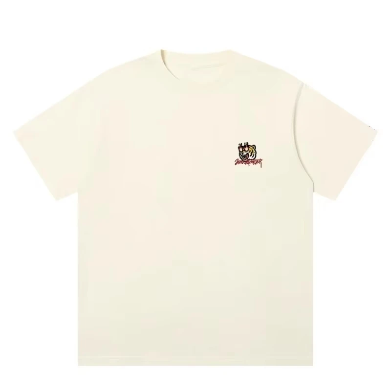 2026 Sommer Cartoon Tigerkopf Bedrucktes T-Shirt Unisex Oversized Hip-Hop Street Style Kragenloses Kurzarm-Oberteil – Detail 8