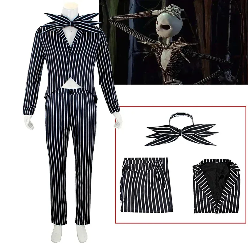 

Movie The Nightmare Before Christmas Jack Skellington Cosplay Costume Outfits Dress Coat Carnival Xmas Costume for Men Women
