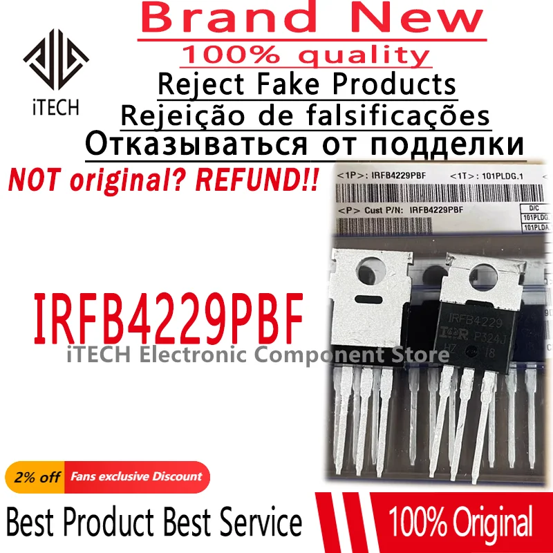 

(10-50-100)pcs/lot Original IRFB4229PBF IRFB4229 TO-220 N Channel 250V 46A 100% New and Genuine