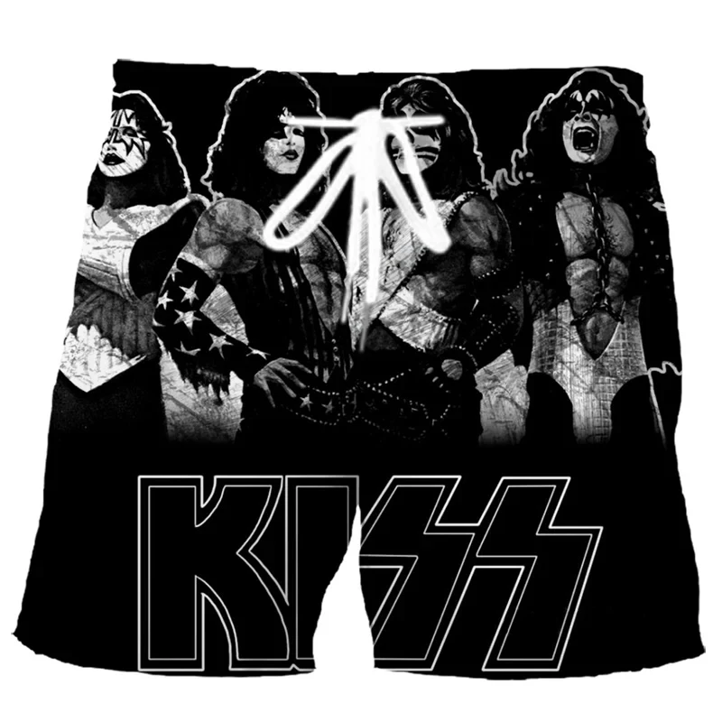 KISS Rock Band-pantalones cortos de playa con estampado 3D para hombre, bañador informal a la moda, ropa de baño