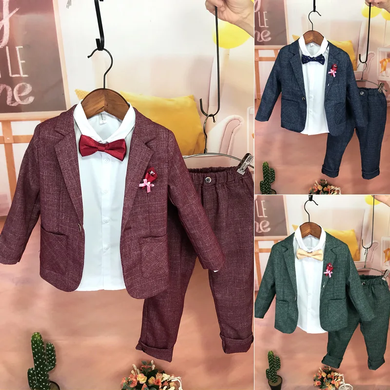 Flower Boys Formal Wedding Suit Kids Birthday Photography Dress Children Prom Elegant Suit Child Piano Evening Tuxedo Costume