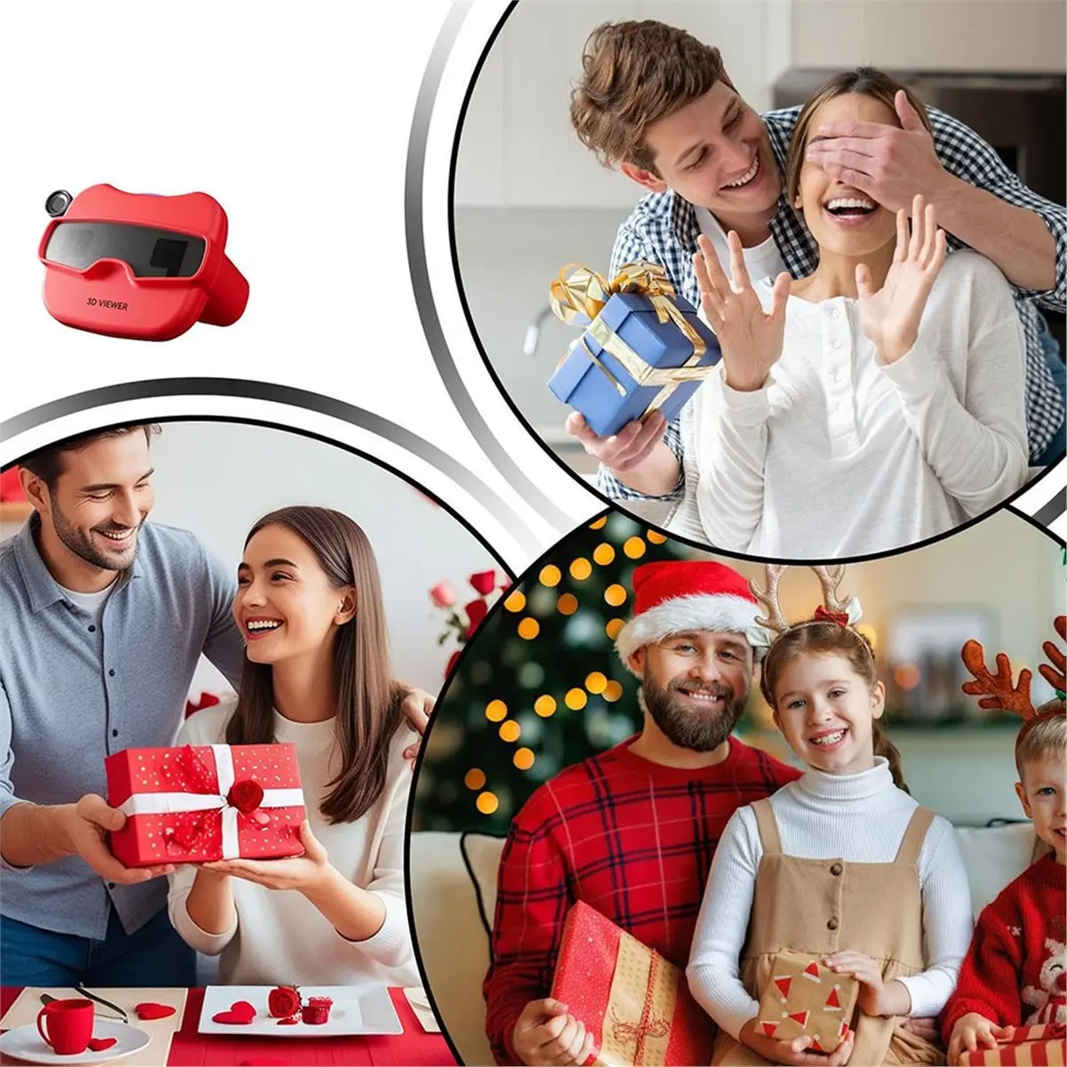 update. 3D Slide Camera Children'S Toys with 3 Reel 3D Stereoscopic Viewer Toy 2 Colors Portable 3D Slide View Finder Red