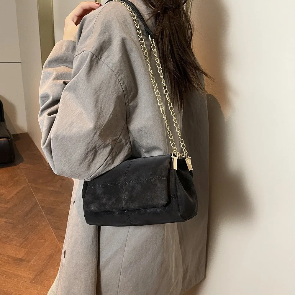 High Quality Suede Leather Shoulder Bag Large Capacity Chain Crossbody Bag Square Handbag Women