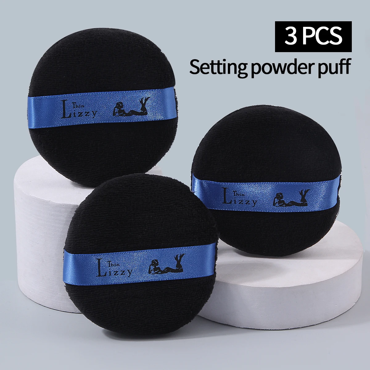 3 STKS Superzachte dubbelzijdige massaal poederdons, ronde setting poederdons, professioneel gezichtsmake-uptool