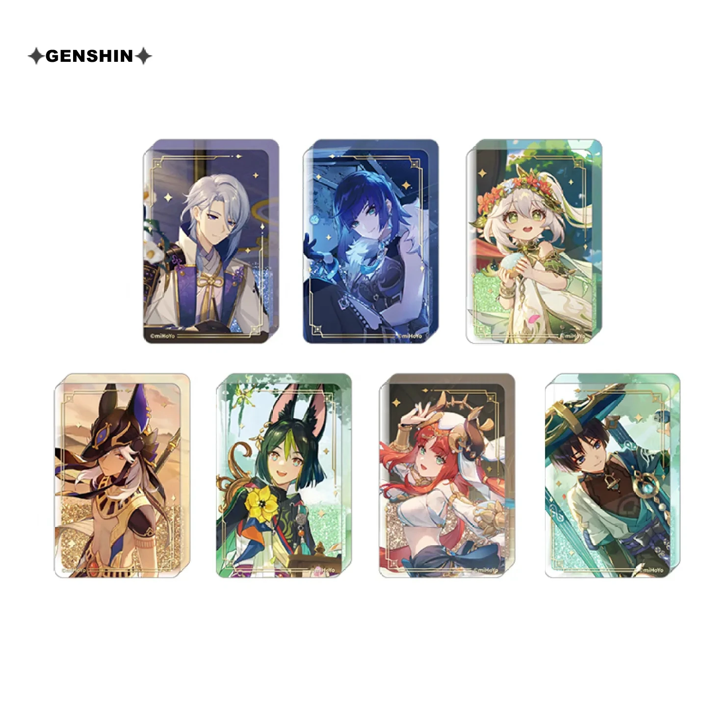 Game Genshin Impact Cosplay Acrylic Quicksand Ornament Anime Cartoon Pendant Kamisato Ayato Cyno Wanderer Nahida Card Halloween