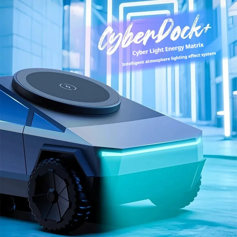 حامل سطح المكتب Cybertruck Qi2 3 في 1 محطة شحن لاسلكية CyberDock لهاتف IPhone16 15 14 Pro Max AirPods IWatch