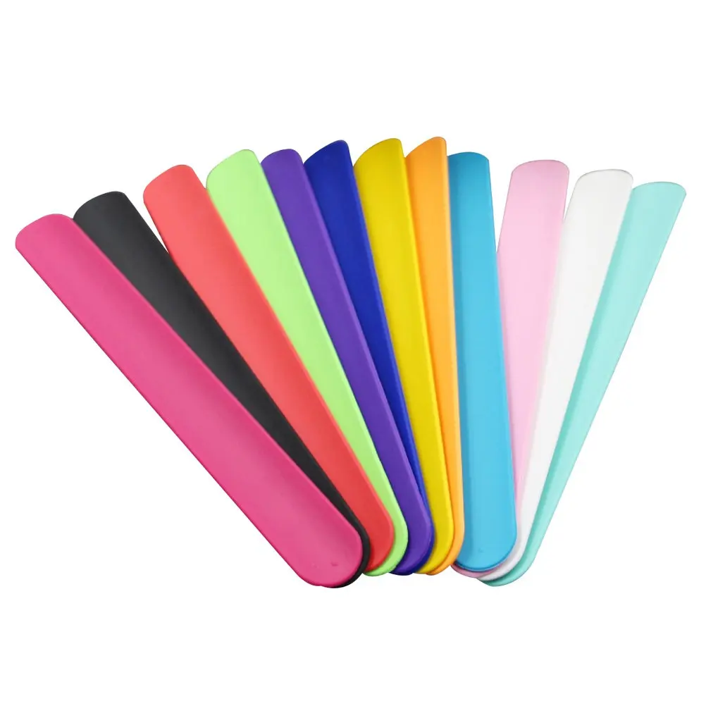 

12Pcs Rainbow Slap Bracelets Silicone Kids Wristbands Elastic Nontoxic Ecofriendly Party Favors for Boys Girls Birthday