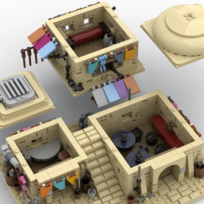 1203pcs MOC Tatooine Modular Interior 2 - Desert House Colorful Version Star Battle Model Building Blocks Art Birthday DIY 3D