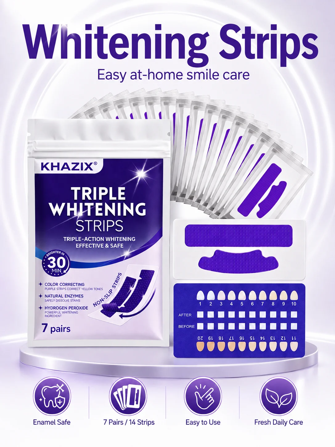 7 pairs Dental Care Strips Oral Hygiene Teeth Patch Fresh Breath Mouth Cleaning Strips for Daily Use
