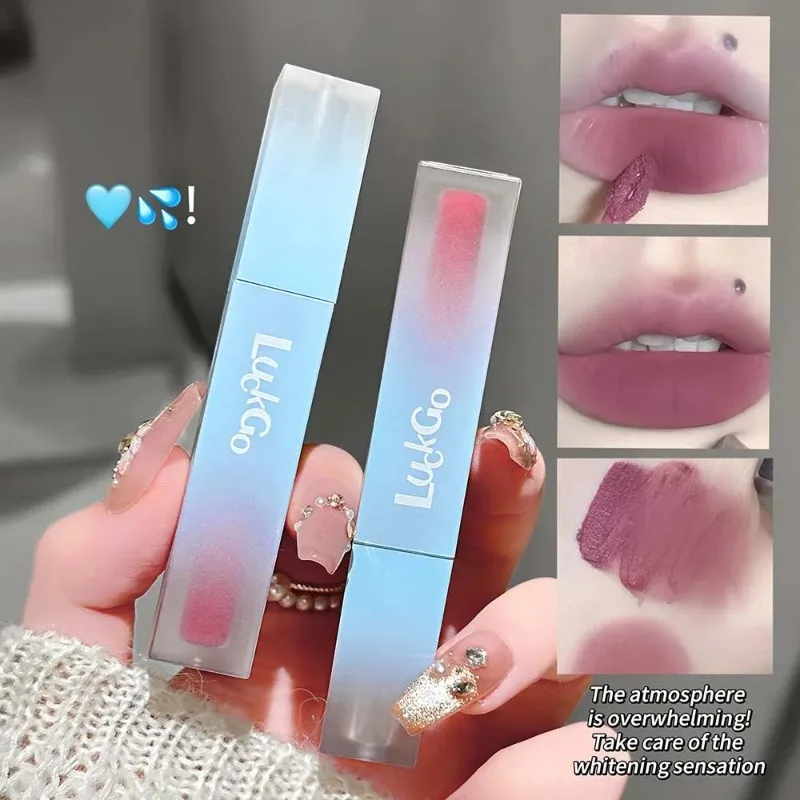 Grape Purple Liquid Lipstick Sparkle Pink Matte Velvet Lip Stain Moisturizing Waterproof Durable Lip Mud Non-stick Cup Makeup
