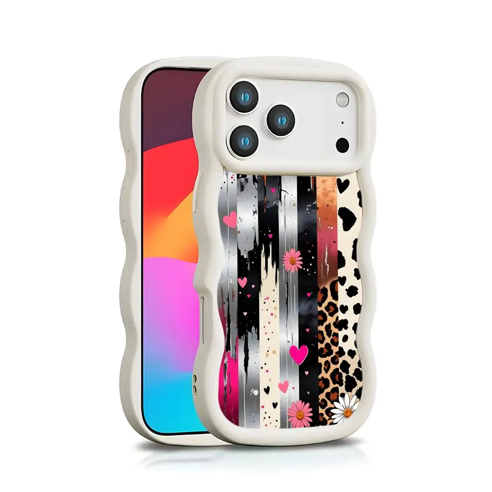 

Zebra Stripe Wavy Edge TPU Mobile Phone Case for iPhone 17 16 15 14 13 12 11 Air Pro Max Plus Colorful Cover