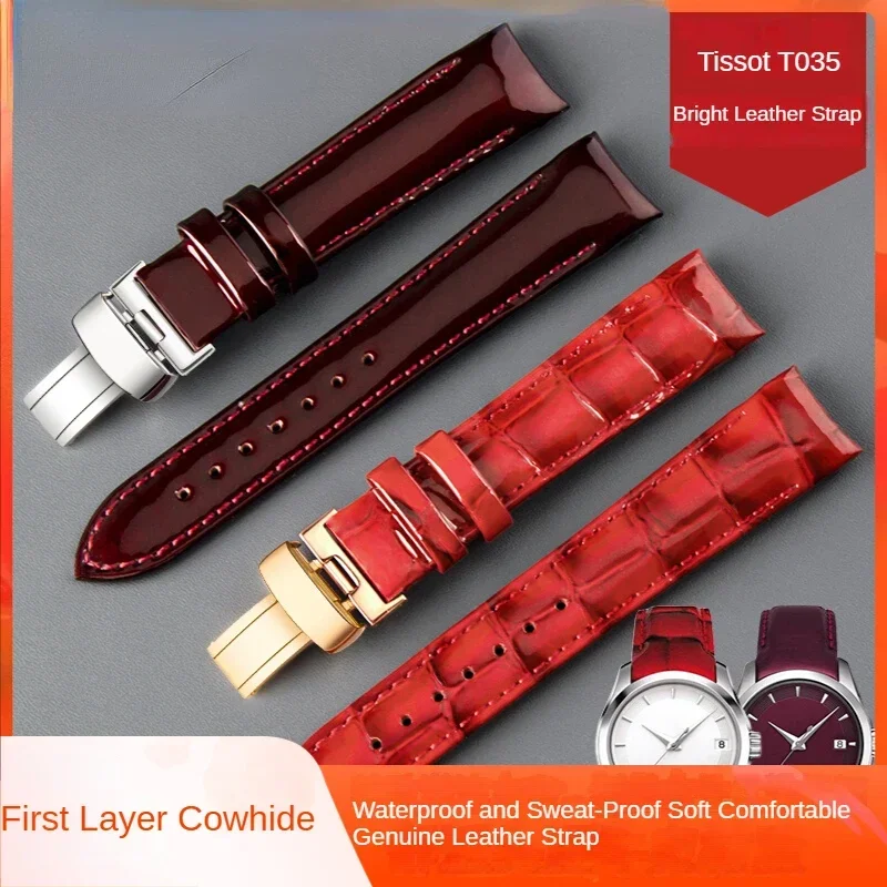 Genuine Leather Watch Strap for Tissot T035 Female Couturier T035210a T035207 Waterproof Sweat-Proof Watchband Accessories 18mm