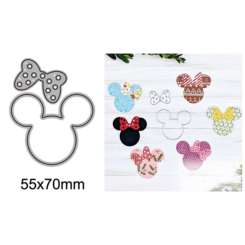 Disney Mickey Mouse Minnie uszy metalowe wykrojniki dla majsterkowiczów szablon do scrapbookingu albumy rzemieślnicze wytłaczania kart papierowych