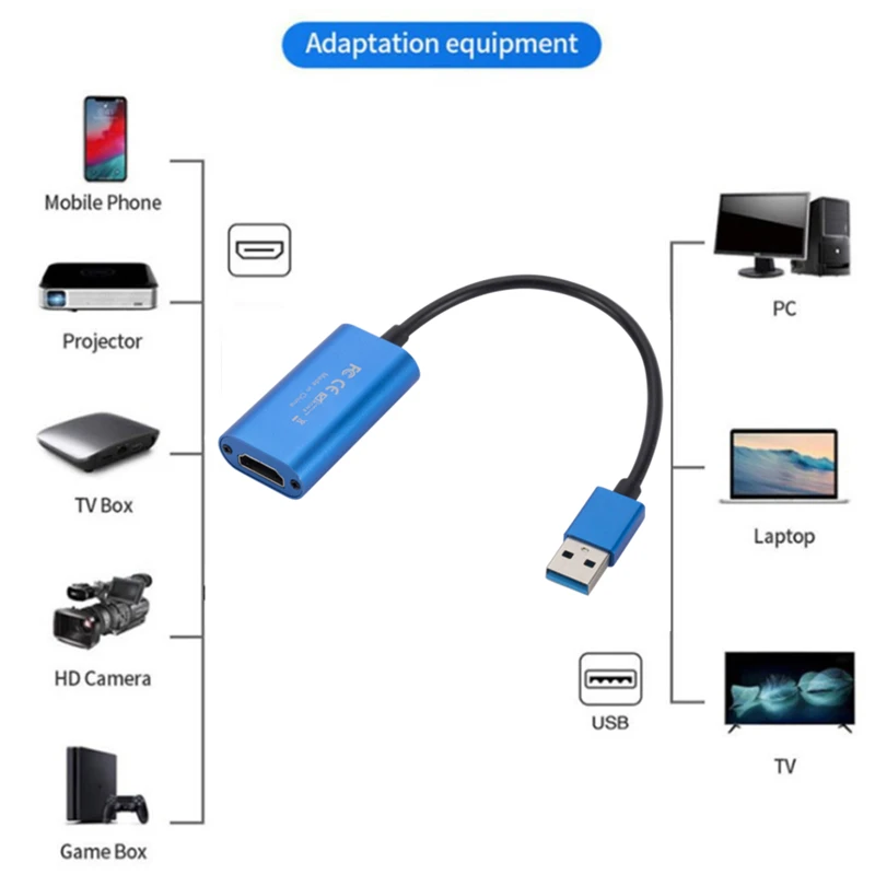 HD 1080P Type-C HDMI-متوافق USB مايكرو فيديو بطاقة التقاط الصوت والفيديو USB 3.0 فيديو المنتزع للكمبيوتر لعبة كاميرا تسجيل البث المباشر