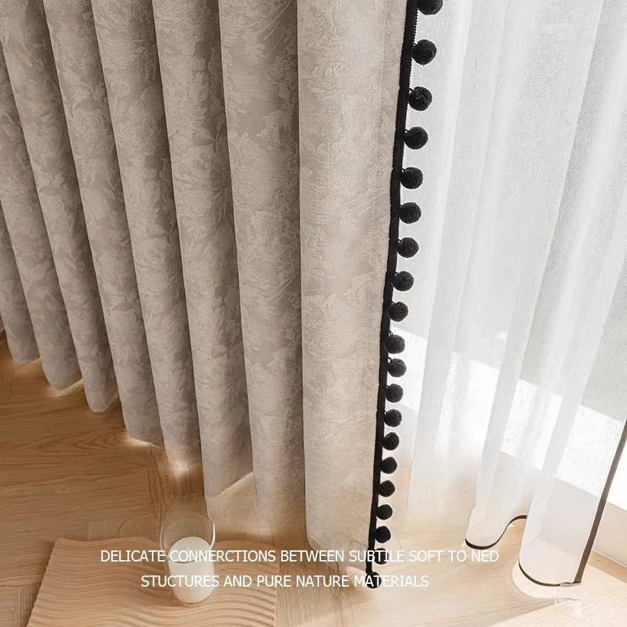 French vintage chenille high-end yarn-dyed jacquard blackout window Curtains for Living dining room bedroom