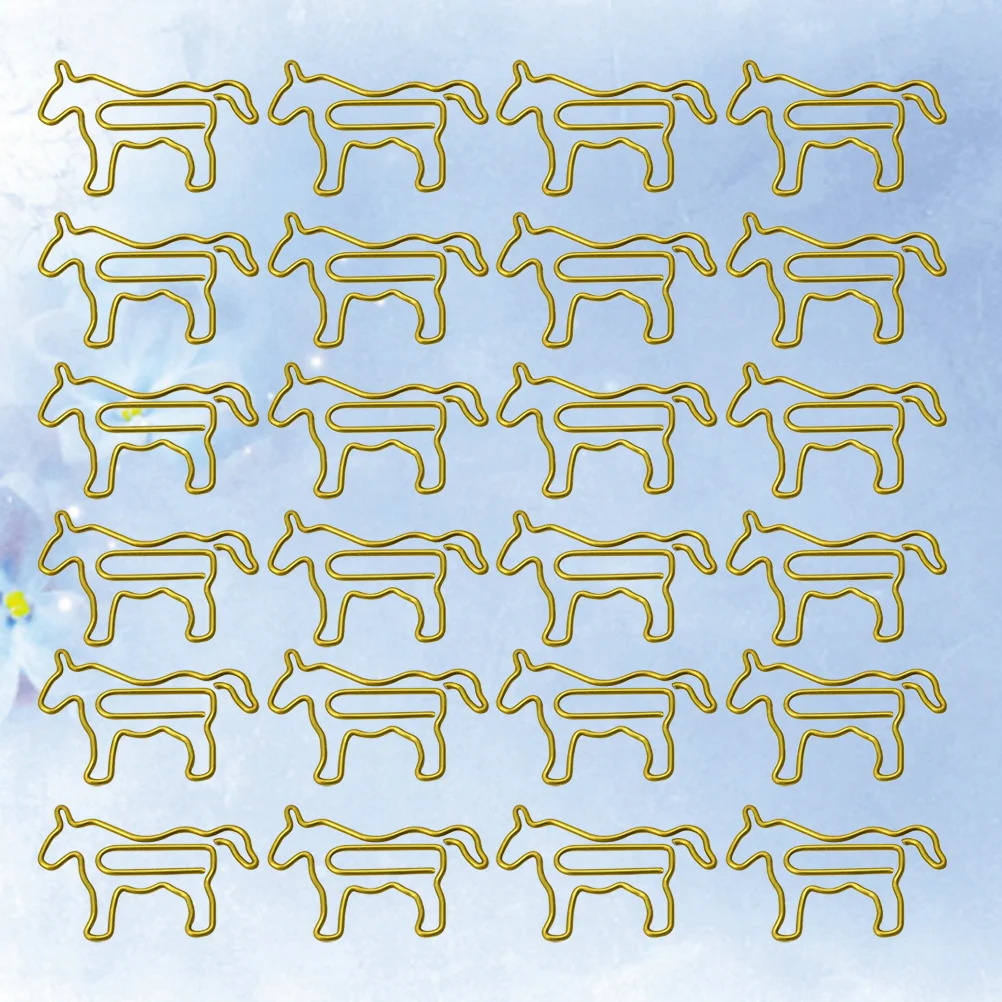 

100Pcs Golden Horse Shaped Paper Clips Cute Animal Office Supplies Decorative Bookmarks for Home School Use Paper Holding Clamps