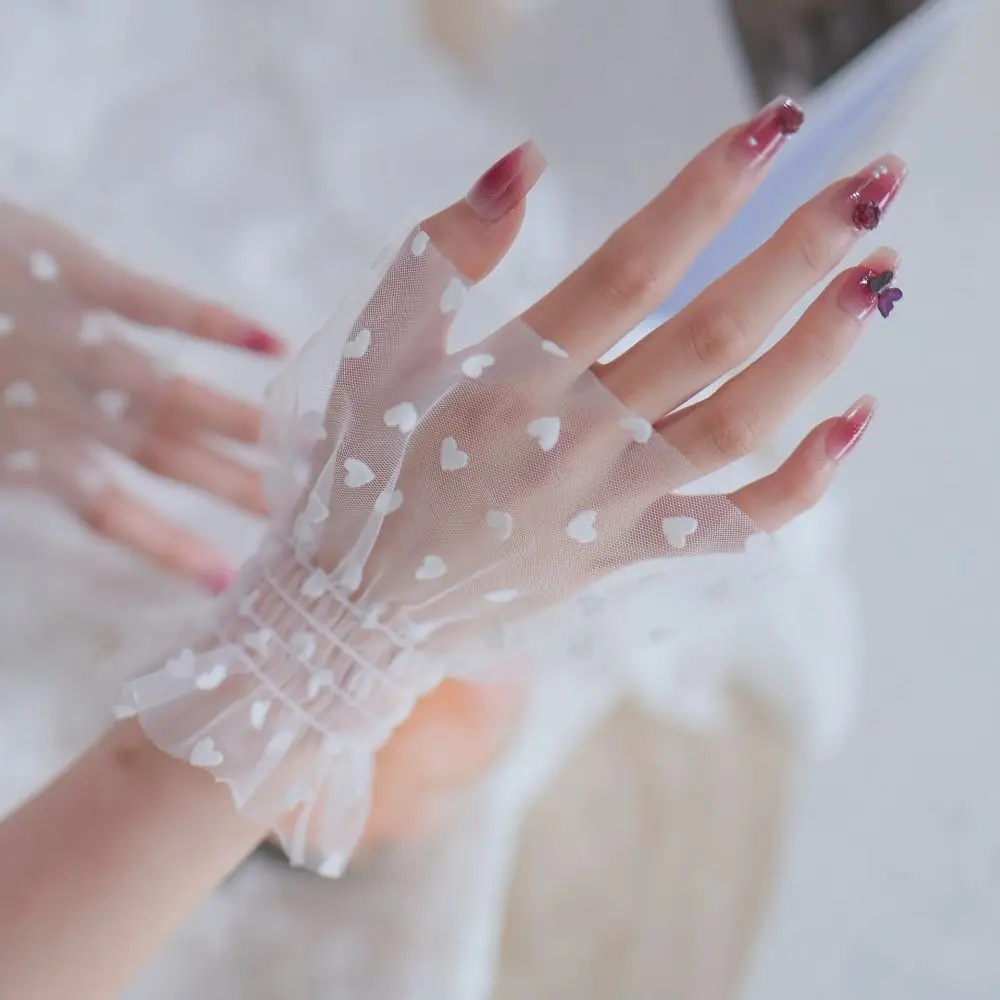 Picture 5: Fashion Accessories Heart Mesh Arm Sleeves Pleated Breathable False Sleeve Cuffs Fake Cuff Nails Photography Studio