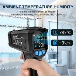 Non-contact Digital Infrared Thermometer Laser Temperature Pyrometer Imager Hygrometer IR Termometro Color LCD Light Alarm Meter