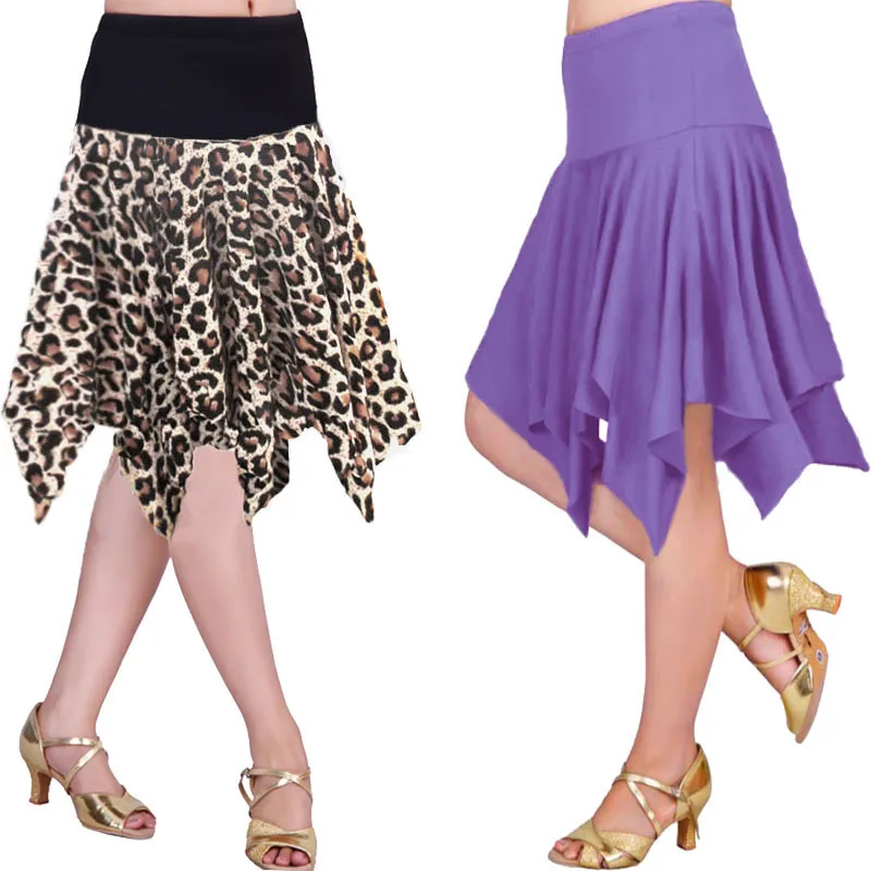 Latin Dance Woman Skirt For Sale Red Black Leopard Cha Cha Rumba Samba Tango Dresses For Dancing Practice Performamnce Dancewear