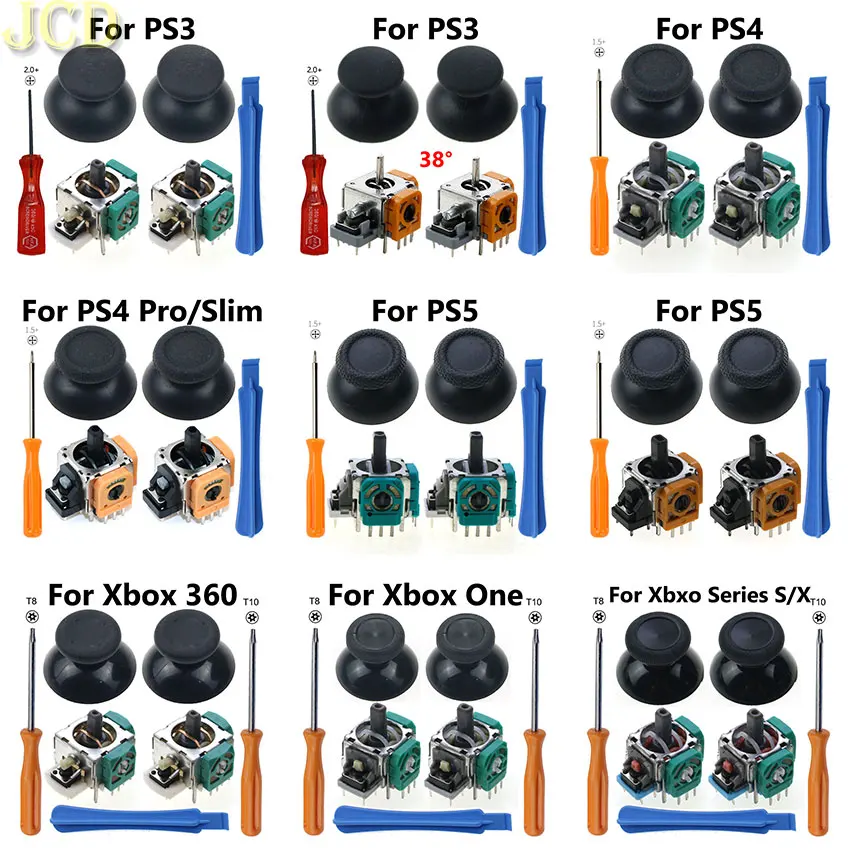 

JCD For PS3 PS4 Pro Slim PS5 3D Analog Joystick Stick Sensor Module Potentiometers ThumbStick Cap For XBox One 360 Series S X