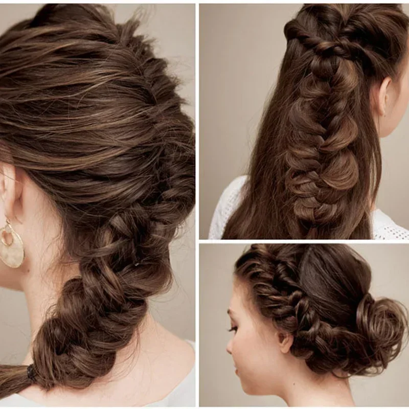 

Fish Bone Braider Roller, Twist Styling Bun Maker, Weave Roller Band Accessories, DIY Home Hair Braiding Tool