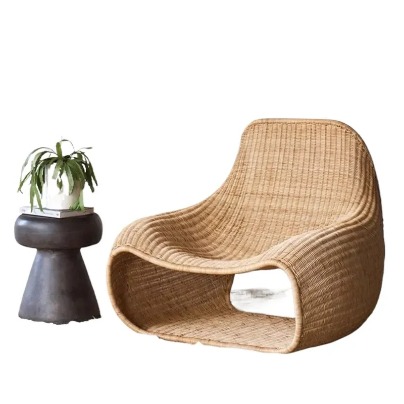 Waterproof Sunscreen Rattan Single Sofa Outdoor Leisure Courtyard Coffee Table Balcony Recliner Chair Furniture Combination