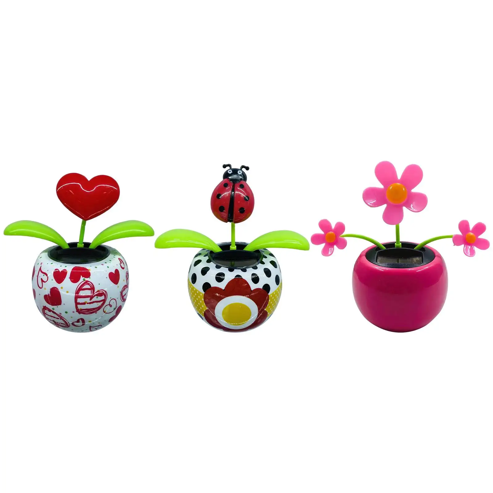 Solar Powered Dancing in Colorful Pots Bobble Dancer for Ornament