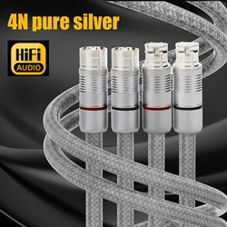Pair Pure sterling silver XLR Balanced Cable Female to Male  Interconnect Audio Cable Solid PSS Core for Microphone Amplifier