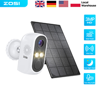ZOSI 3MP Wire-Free Battery Camera Rechargeable Solar Powered Two-Way Audio PIR Detection 2K HD Security IP WiFi Camera Outdoor