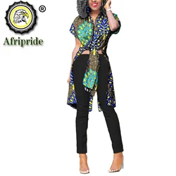 African Clothes for Women Short Sleeve Dashiki Blouse Ankara Print Crop Top Sexy Party Summer Bazin Riche Shirt Dress S2122002