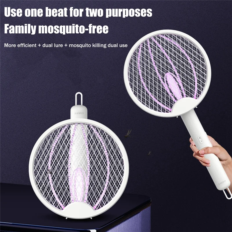 2525+ Mosquito Swatter Lamp USB Rechargeable Electric Foldable Mosquito Racket Swatter DC3000V Repellent for Outdoor