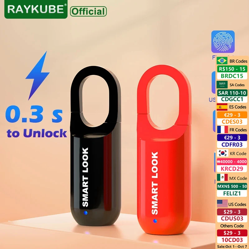 Imagem -01 - Raykube Mini Bloqueio de Impressão Digital Inteligente Cadeado Biométrico Eletrônico Bloqueio Keyless Carga Usb para Ginásio Escola Case Viagem Mochila raykube mini bloqueio de impressao digital inteligente cadeado biometrico eletronico bloqueio keyless carga usb para ginasio escola case viagem mochila 01