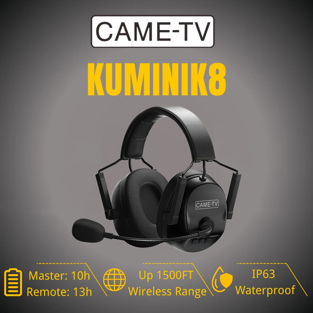 CAME-TV Kuminik8 1.9G Dual Ear Duplex Digital Wireless Headset Foldable Intercom communicator Marine/Football Coach-EU Version