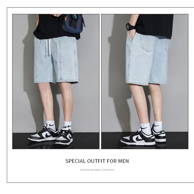 

Summer Men's Fashion Trend Casual Denim Five Quarter Shorts Outdoor Street Fashion Loose Comfortable Classic Denim Shorts